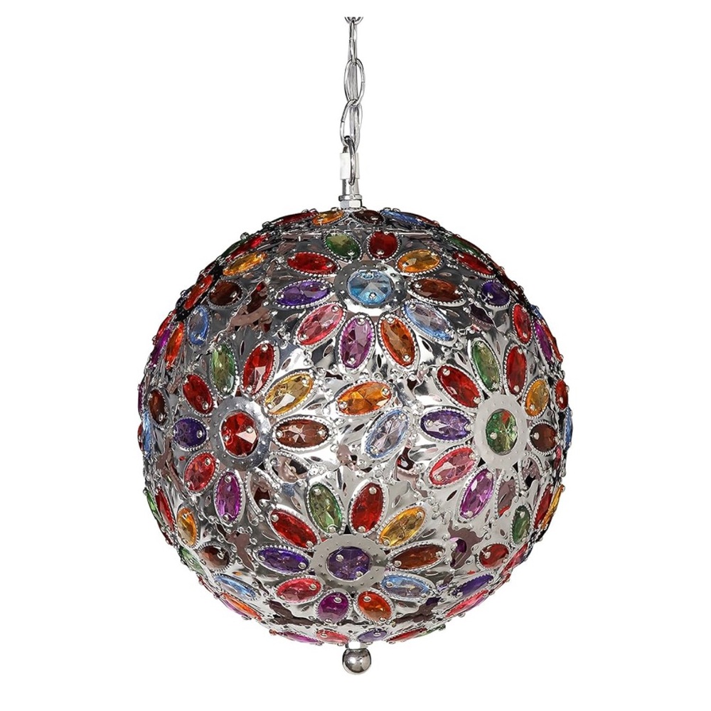 ZAPPOBZ HLL5328 Crystal Floral Sphere Chandelier, Multi Colored